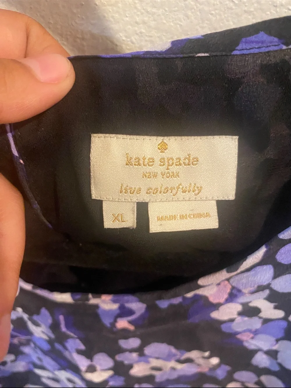 Kate‎ Spade Floral Sleeveless Ruffle-Hem 100% Silk Top Purple Size XL